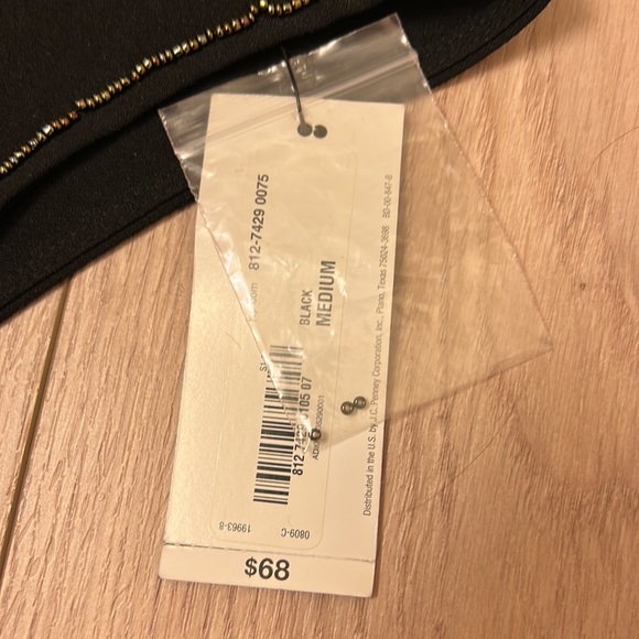 NWT, Nicole Miller glamorous feather trim black tank top - Picture 4 of 5